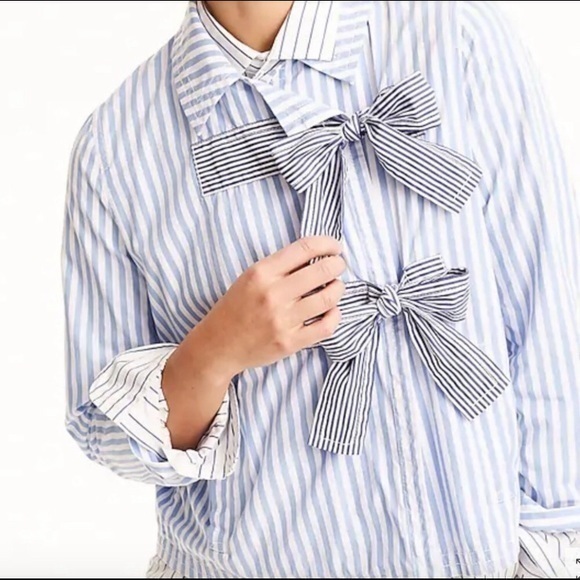 J. Crew Jackets & Blazers - J. Crew Rhonda Bow-Front Striped Jacket
